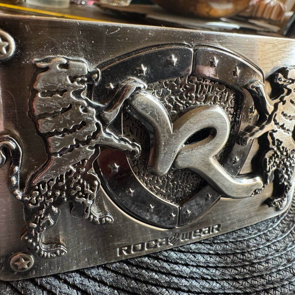Rocawear Genuine Black Leather Belt and Buckle